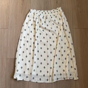 Bohme Cream Midi Skirt with Black Geometric Design